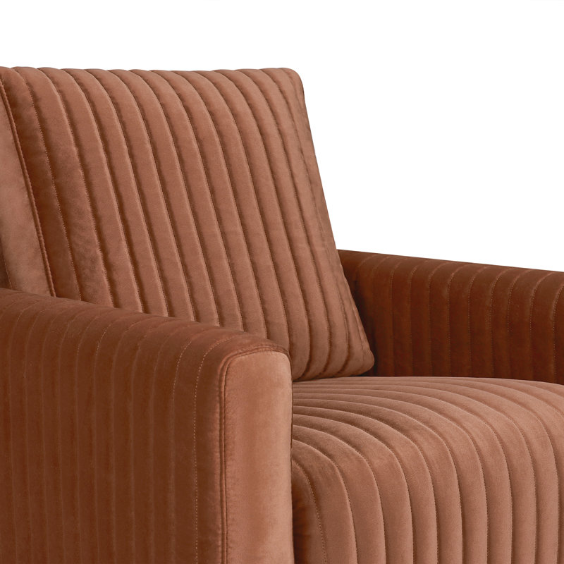 Poe Channeled Swivel Glider, Rust Velvet