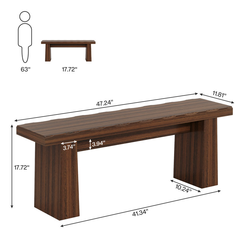 47-Inch Dining Table Bench, Walnut
