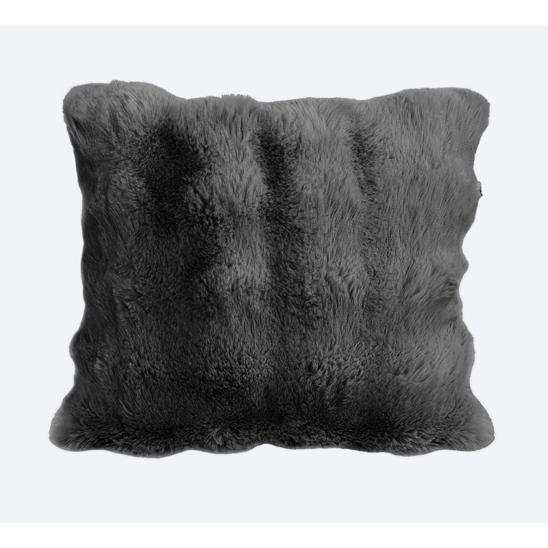 Luxury Supersoft  Faux Fur Cushion, Charcoal, 43x43cm