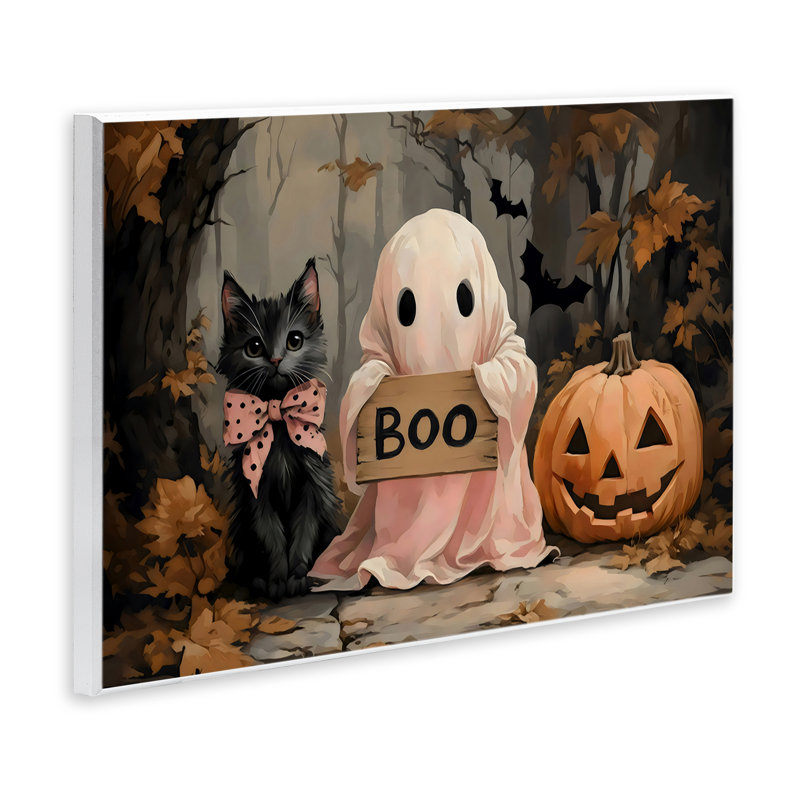 Adorable plaque murale d'Halloween boo, design par Arlington Prints, H 13 po x l 19 po