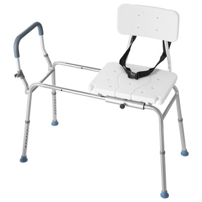 Chaise de douche coulissante, banc de transfert de baignoire d'une capacité de 400 lb pour la baignoire, banc de douche robuste avec accoudoirs et dossier, siège réglable en hauteur pour personnes à mobilité réduite, adultes, personnes âgées, personnes âgées et personnes à mobilité réduite