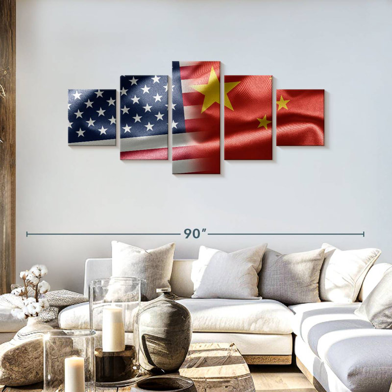 China And USA Flag, 30" H x 68" W