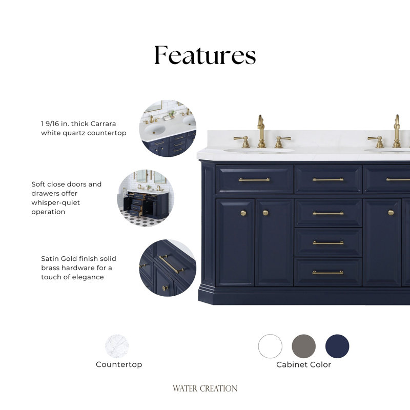 Palace 60'' W Vanity, Monarch Blue, Satin Gold