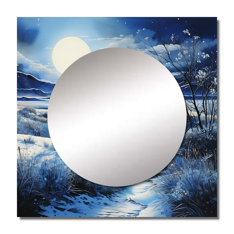 Désert du mur Pointillisme désert - Canyon et désert grand miroir mural carré pour chambre, 23 po x 23 po