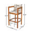 Tabouret d'extérieur en bois de teck avec coussin beige, ensemble de 2