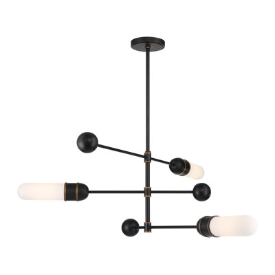 Brian Patrick Flynn  3 Light Matte Black + Textured Gold Chandelier