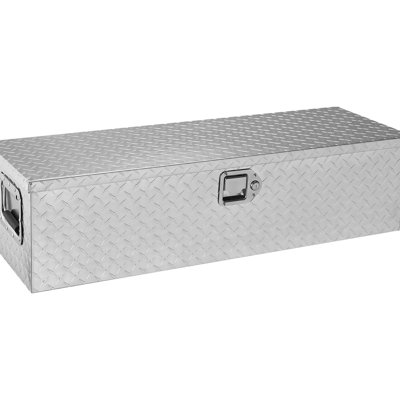 Heavy - Duty Aluminum Truck Tool Box With Diamond Tread, Overhanging Door, 39X13x10 Inches, Silver Bed Storage Double Sided Power Coating, Tight Seal