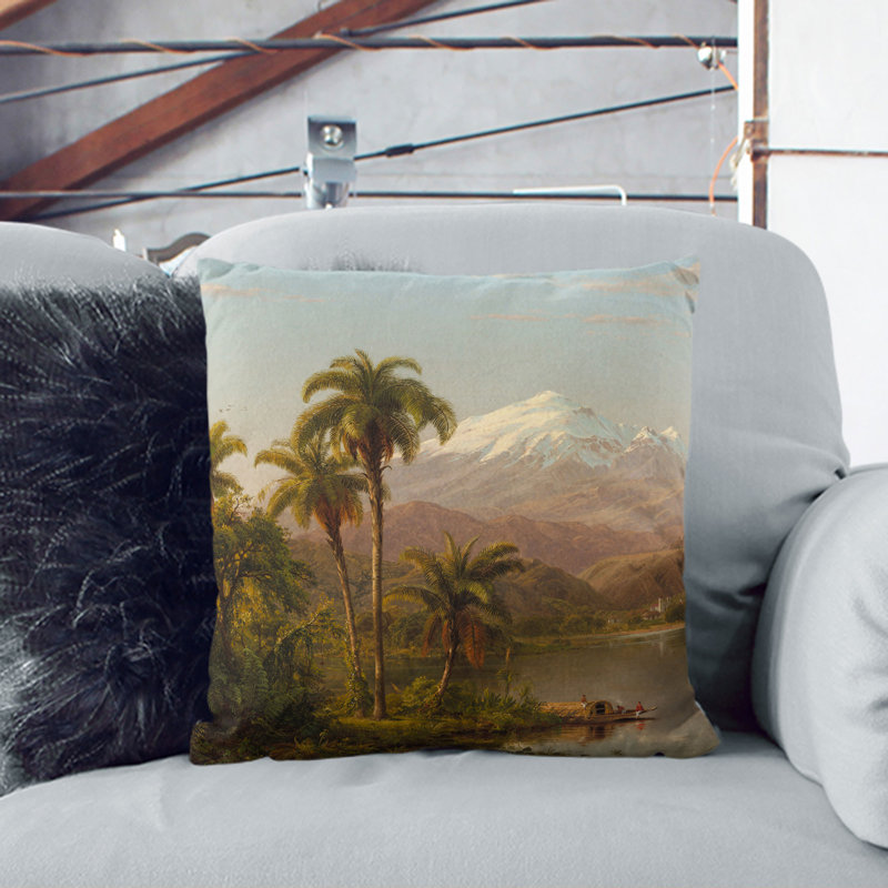 Tamaca Palms Square Throw Cushion, 55cm H x 55cm W x 20cm D, Stone