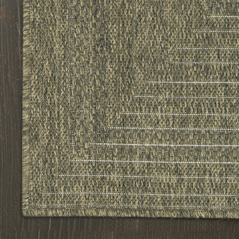 Cascio Geometric Indoor/Outdoor Area Rug, Rectangle 3' x 5', Olive