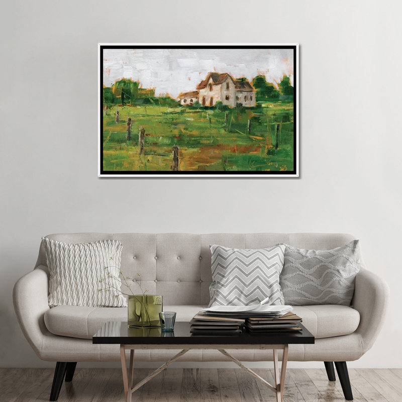 «Rolling Fields II» par Ethan Harper - reproduction d'art, H 32 po x l 48 po x 1,5 po, Toile avec cadre gris, Pas de tapis