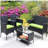 4 PC Rattan Patio Furniture Set Outdoor Patio Cushioned Seat Wicker Sofa (green Cushion)-834427332