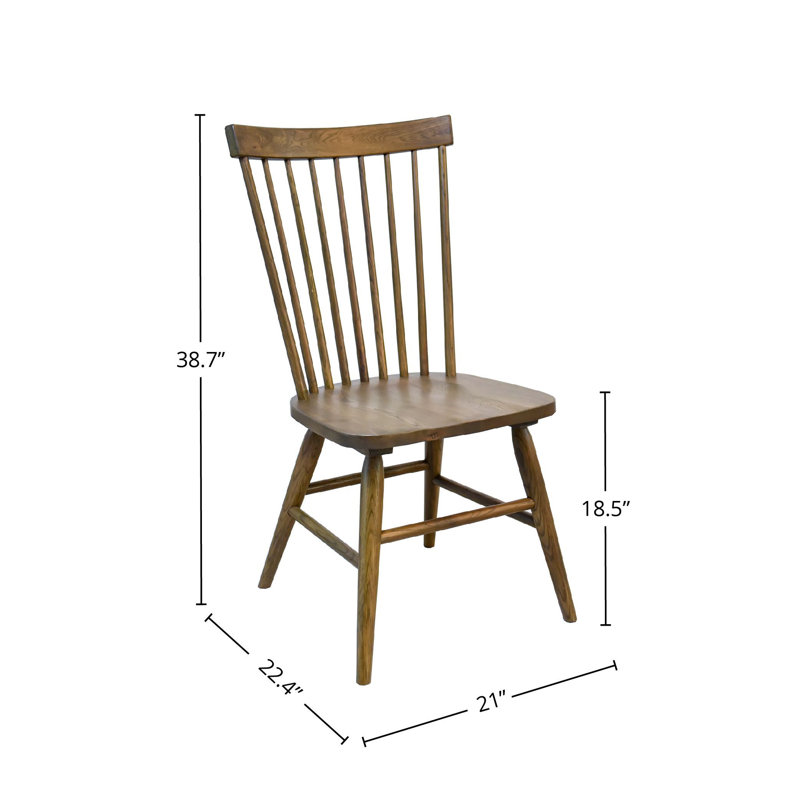 Chaise d'appoint à dossier en chêne massif Colonial, châtaignier vieilli