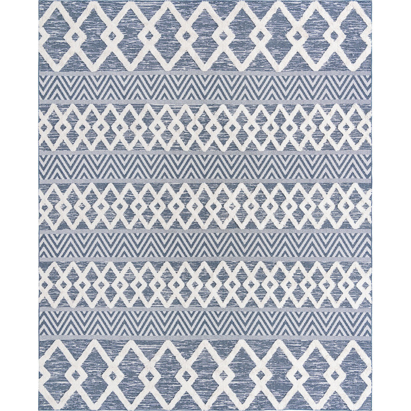 Tapis contemporain Archie-Jay de couleur bleu marine, Rectangle 9 pi 10 po x 12 pi