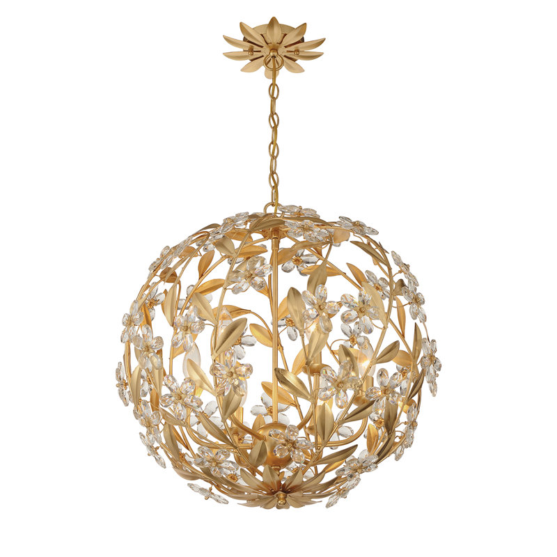 Luminaire suspendu antique 6 lumières Meyah, Doré