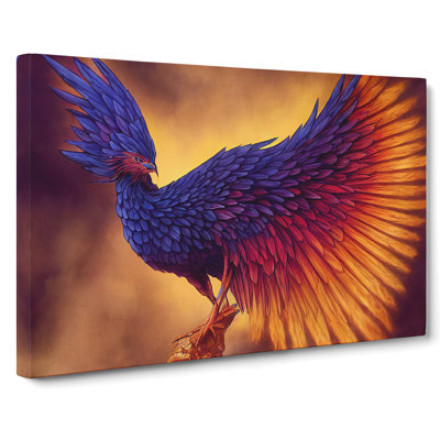 Shimmering Phoenix Bird - Wrapped Canvas
