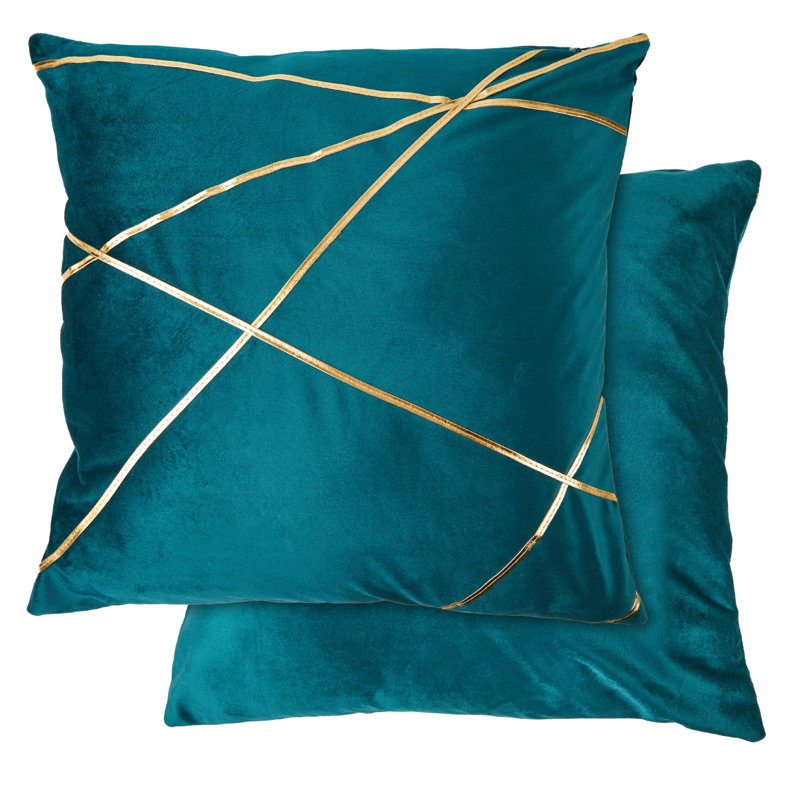 Cloughmills Geometric Square Cushion Cover, Emerald