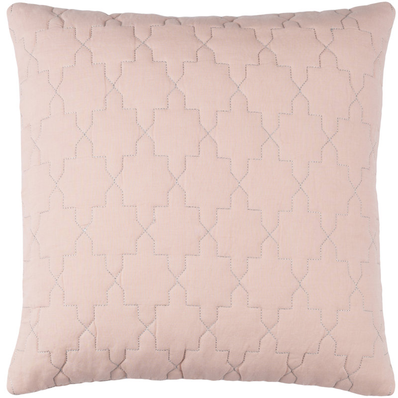 Geometric Linen Pillow Cover, 18" H x 18" W x 1" D, Peach