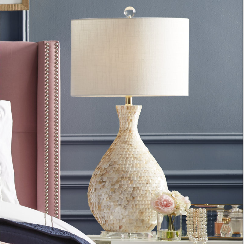 Lampe de table haute en MDF 34,5 po La Pearla, crème