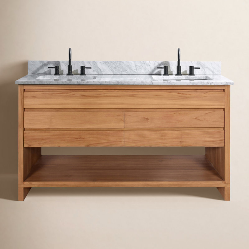 Kai 61'' W Double Vanity, Natural Teak