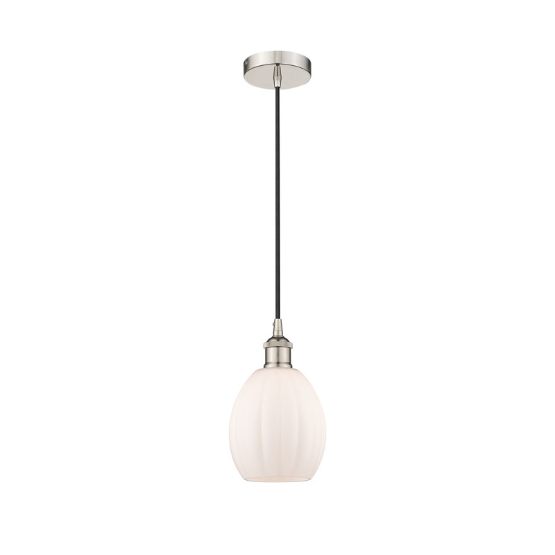 Luminaire suspendu simple à 1 lumière Bolduc, Blanc, Nickel poli