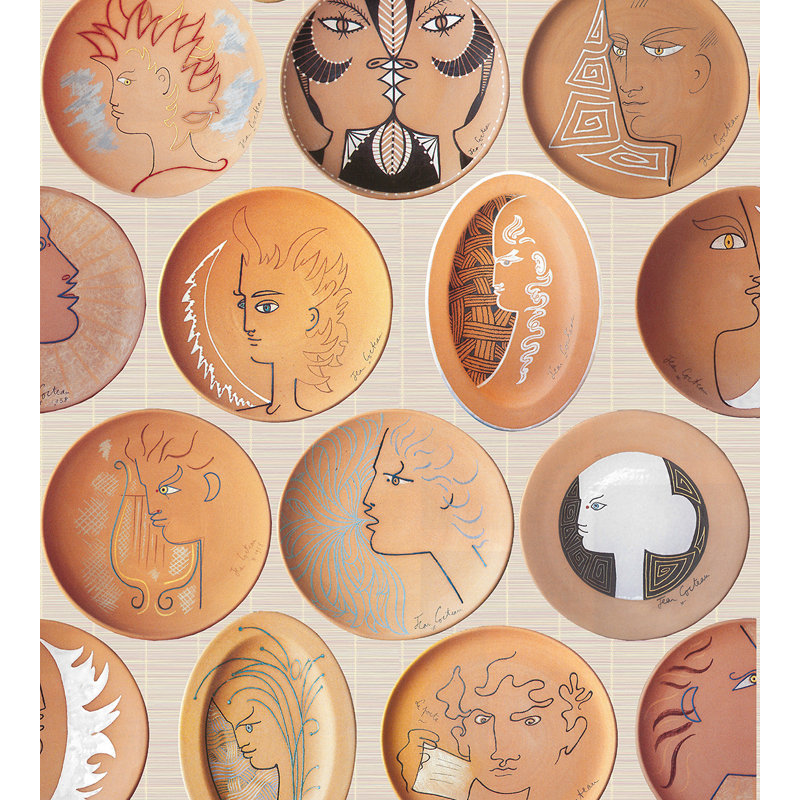 The Wall - Jean Cocteau Wallpaper Double Roll, Terre Cuite