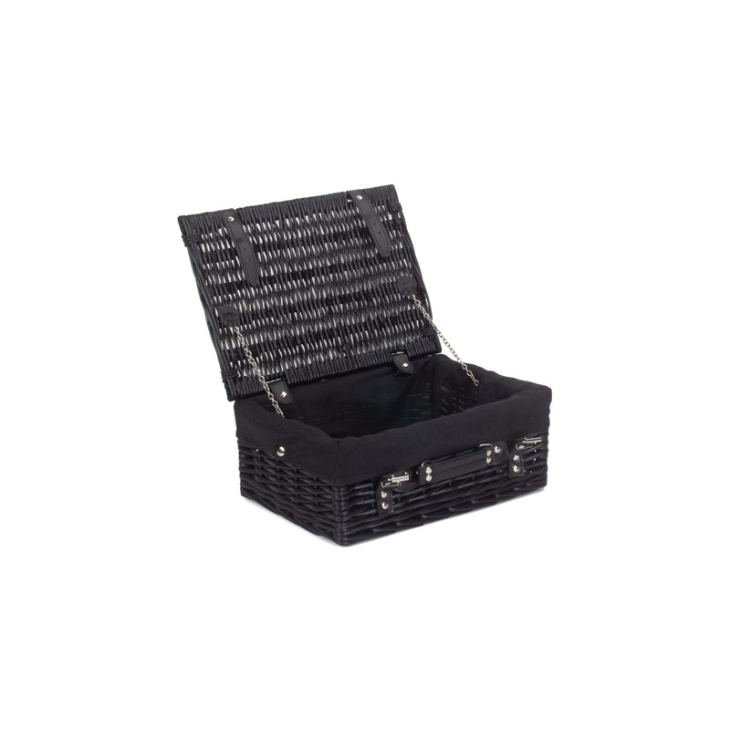 Wicker Hamper Basket with Lining, Black/Black, 15cm H x 36cm W x 26cm D