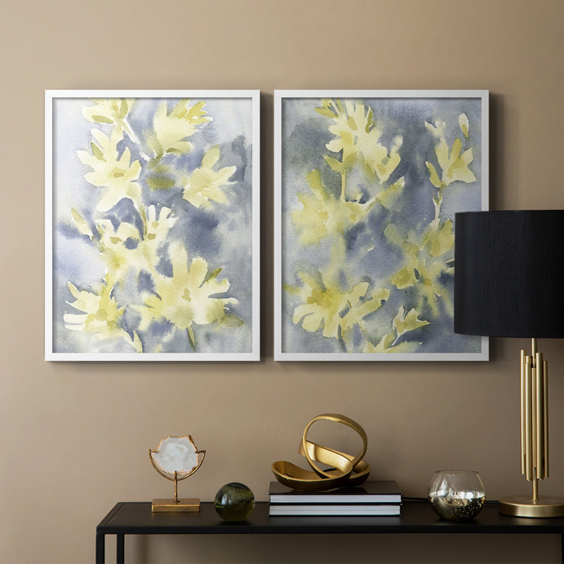 Impression encadrée Forsythia Blooms I-Premium - prête à être accrochée - aucun clou requis - aucun clou requis, Blanc