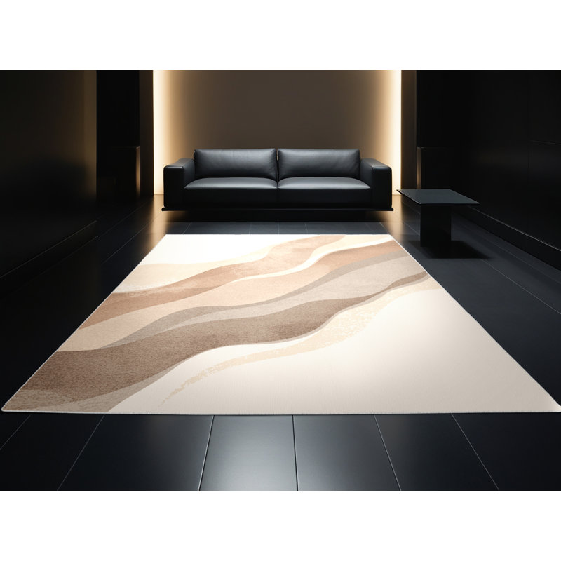 Tapis beige moelleux doux et moelleux Cropsey, Rond 8 pi
