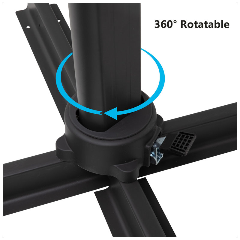 Parasol de patio en porte-à-faux 11 pi 11 po, rotatif à 360 ° et inclinaison réglable, Kaki