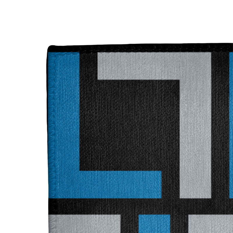 Tapis géométrique gris / bleu / noir, Rectangle 4 pi x 6 pi