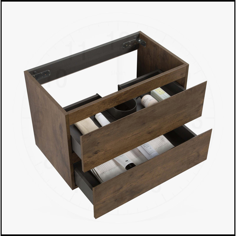 Meuble-lavabo mural avec tiroirs doubles SANS lavabo, H 20,5 po x l 29,7 po x P 17,9 po, Noyer