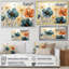 «Teal Orange Petal Mosaics I», art mural abstrait botanique pour le salon-133090302-92482247-113328720
