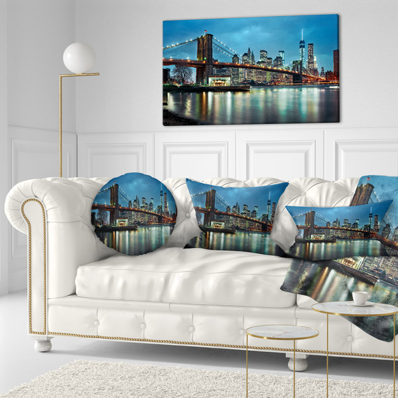 Paysage urbain «Brooklyn Bridge and Skyscrapers» - impression, H 20 po x l 20 po x P 1 po, Toile tendue