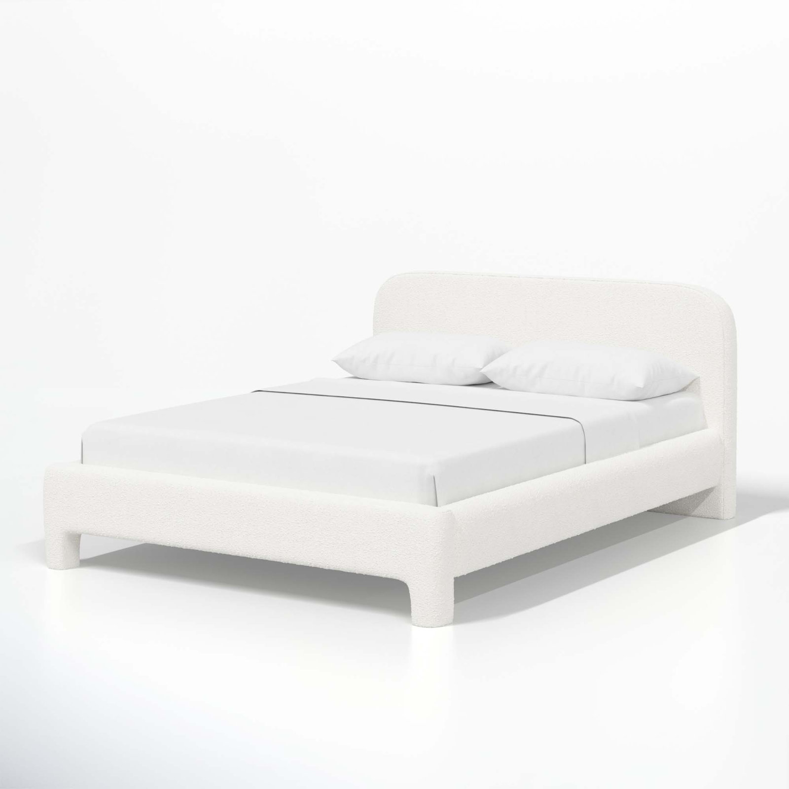 Illy Cotton Upholstered Bed, Classic Snow Boucle, Full
