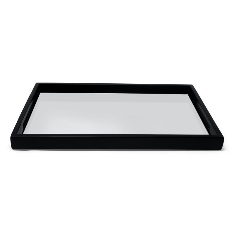 Plateau miroir rectangulaire, Noir, noir, noir, noir, L 16,25 po x l 10,25 po x H 1,25 po