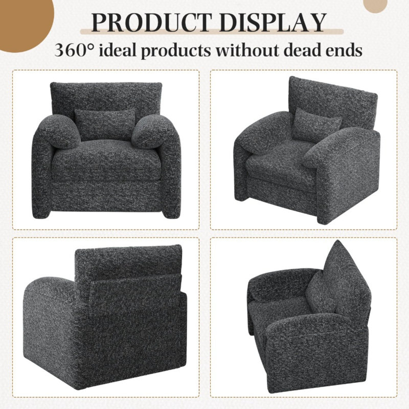 Upholstered Armchair, Black