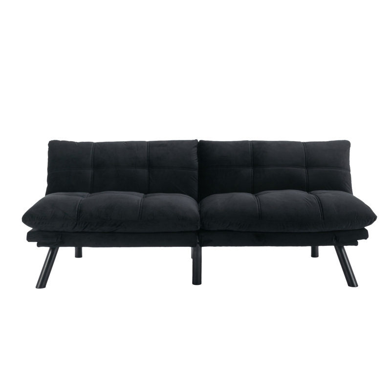 Canapé-lit inclinable convertible 70,9 po avec accoudoirs réglables, Velours noir