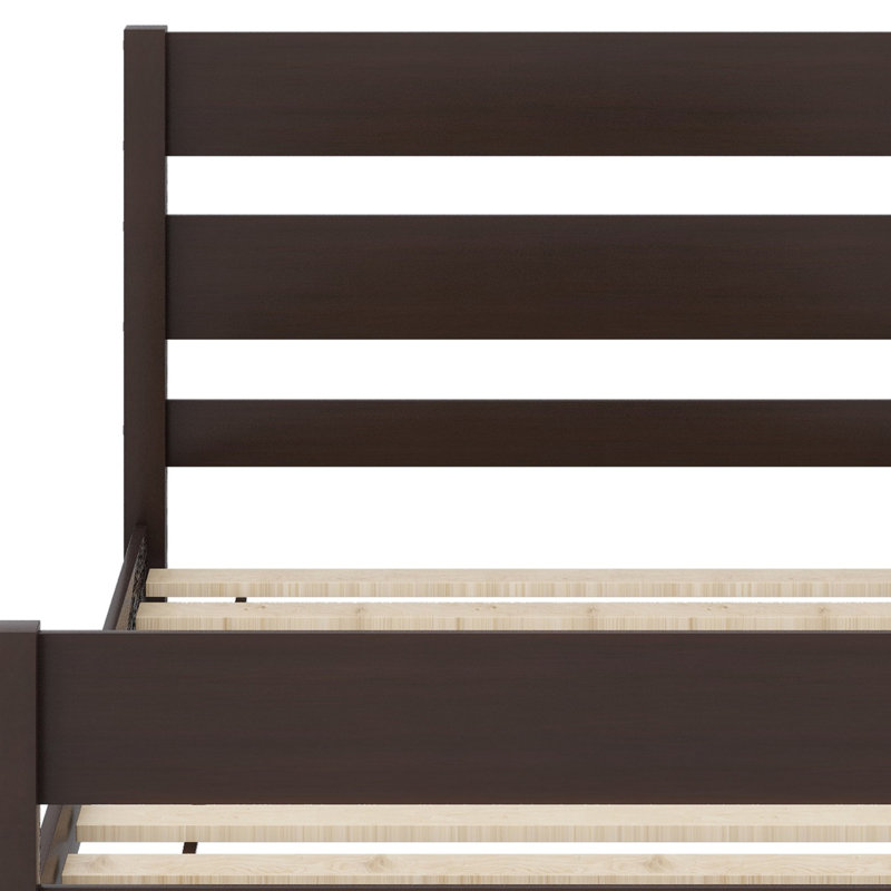 Lit en bois avec tête et pied de lit, Espresso