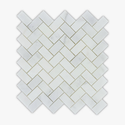 Asian Statuary 12" x 12" Marble Chevron Mosaic Wall & Floor Tile