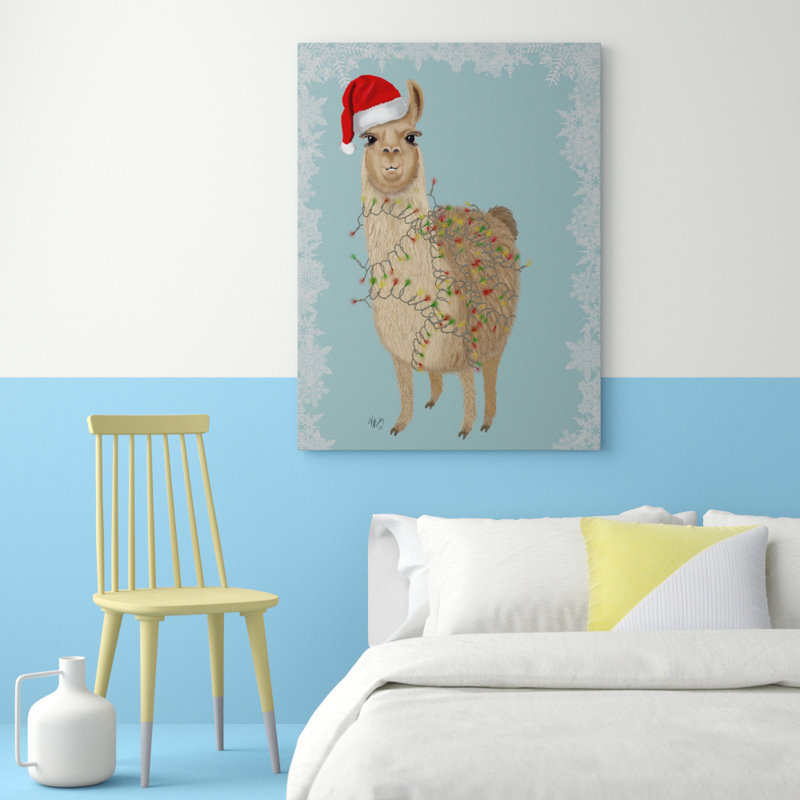 «Llama, Christmas Lights 2», impression sur toile tendue, H 47 po x l 35 po x P 2 po