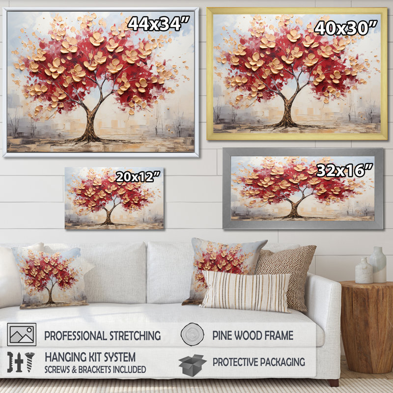 Érable doré sur toile Golden Elegance, Cadre photo doré simple, H 34 po x l 44 po x P 1,5 po