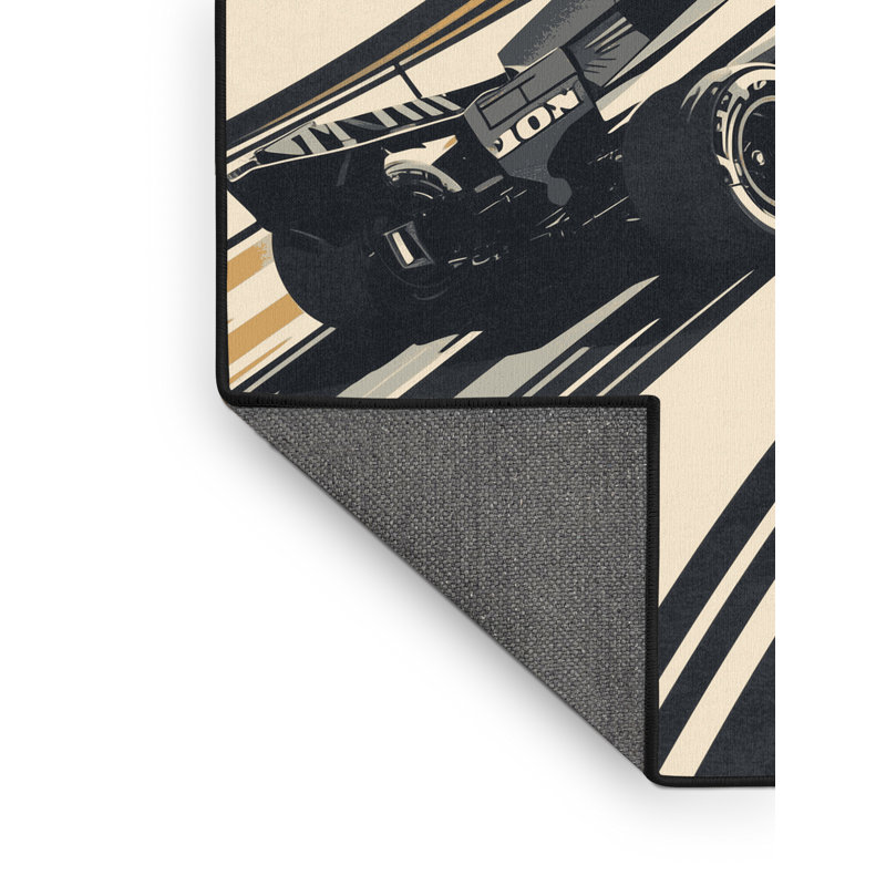 Tapis noir moelleux et moelleux en forme de voiture de course Ellman, 5 x 7
