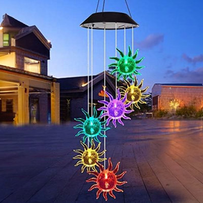 25'' Solar Powered Wind Chimes Color Changing Garden Decorations Home Decor