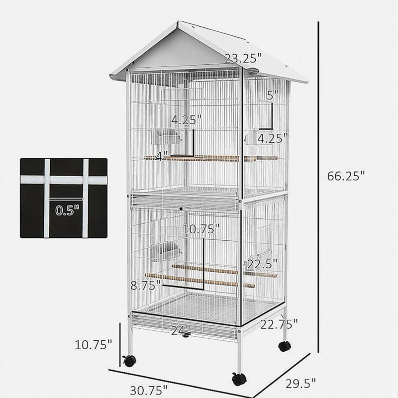 Cage à oiseaux pratique, mangeoire à oiseaux en métal avec support roulant