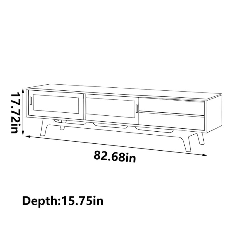 Modern simple black walnut TV cabinet, 82.68"