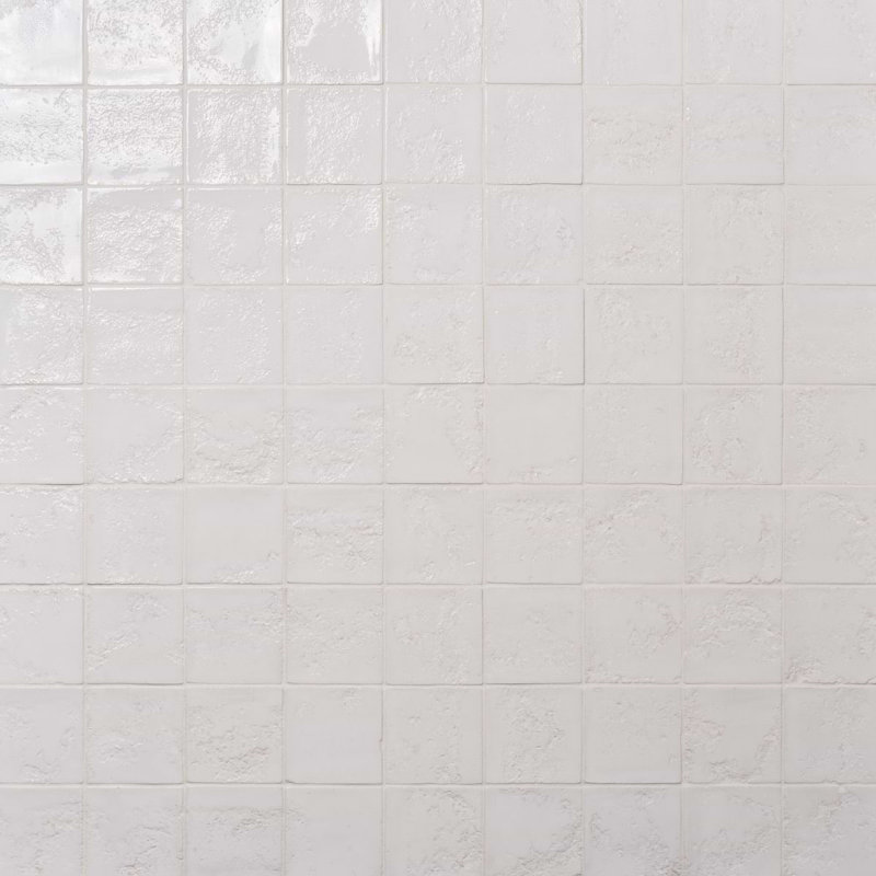 Navari 5x5 Textured Matte Ceramic Tile, White Polished