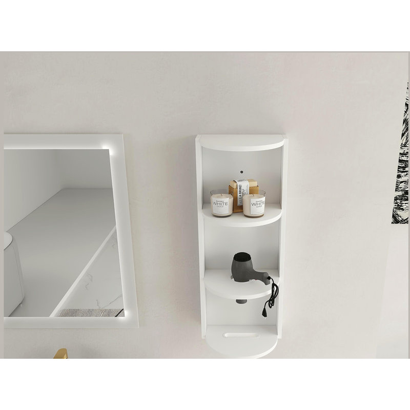 12" Bathroom Wall-Mounted Storage Rack, White