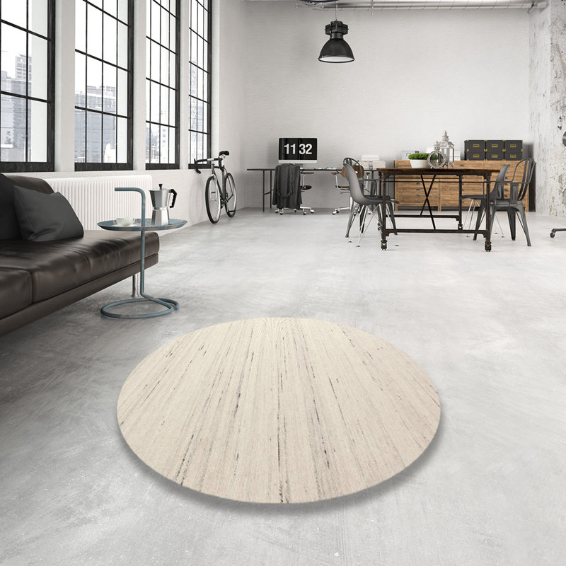 Tapis abstrait beige, Rond 7 pi