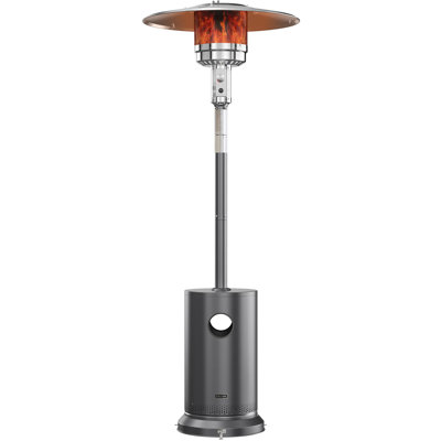 Chauffe-terrasse au propane avec table ronde et brûleur en acier inoxydable avec roulettes en acier inoxydable 55 000 BTU Eeast Oak