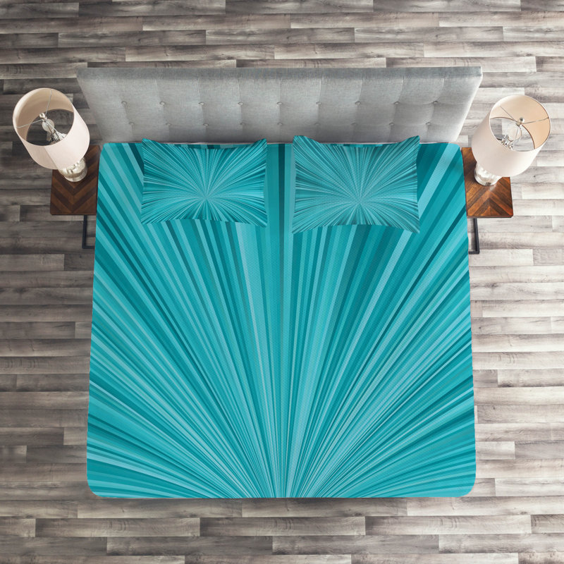 Modern & Contemporary Polyester Abstract Coverlet, King Bedspread + 2 Shams, Leaf